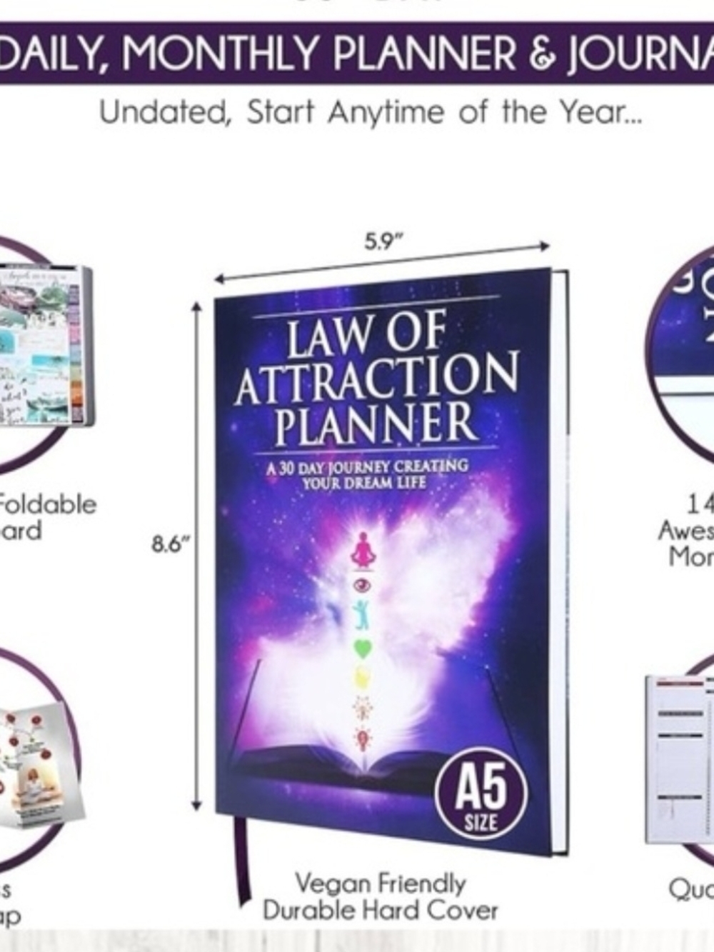 Law of Attraction Planner - Purple Cosmic Cover - Picture 10 of 10